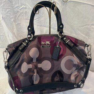 Coach -- Madison Sophia -- Sateen -- Clover Purse Handbag -- Black Purple